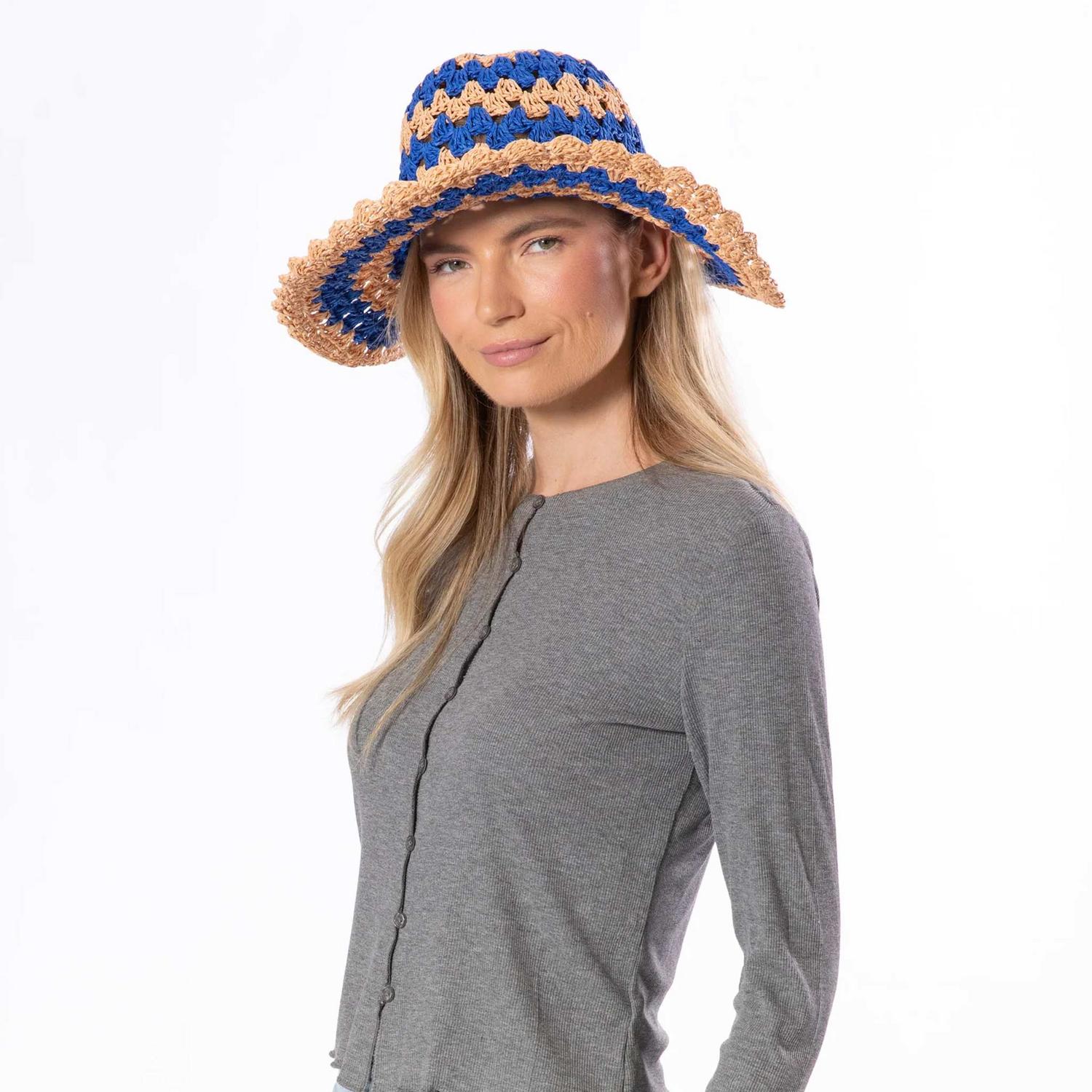 San Diego Hat Company | Julep Toyo Straw Sun Hat | 103598 | lsmone | BLUE STRIPE