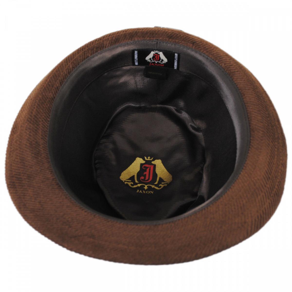 Jaxon Hats | Corduroy C-Crown Trilby Fedora Hat | 142307 | under | DARK BROWN