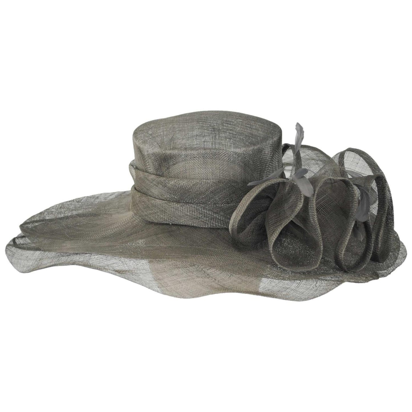C.C Hats | Sinamay Straw Double Brim Boater Dress Hat | 124267 | profile | GREY