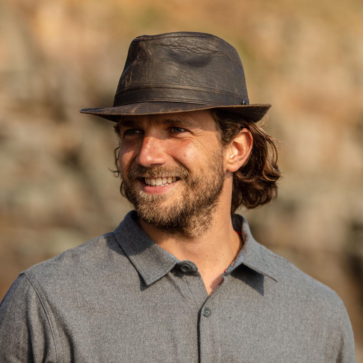 Jaxon Hats | Weathered Cotton Trilby Fedora Hat | 142314 | lsfone | BROWN