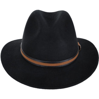 Scala | Shaun Crushable Wool Felt Safari Fedora Hat | 130442 | front | BLACK