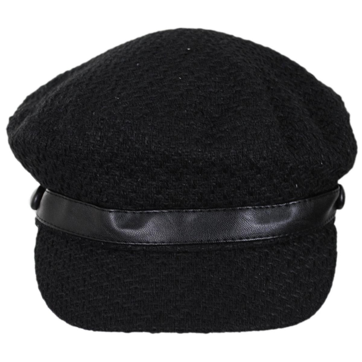 Scala | Donna Boucle Knit Chauffeur Cap | 106422 | front | BLACK