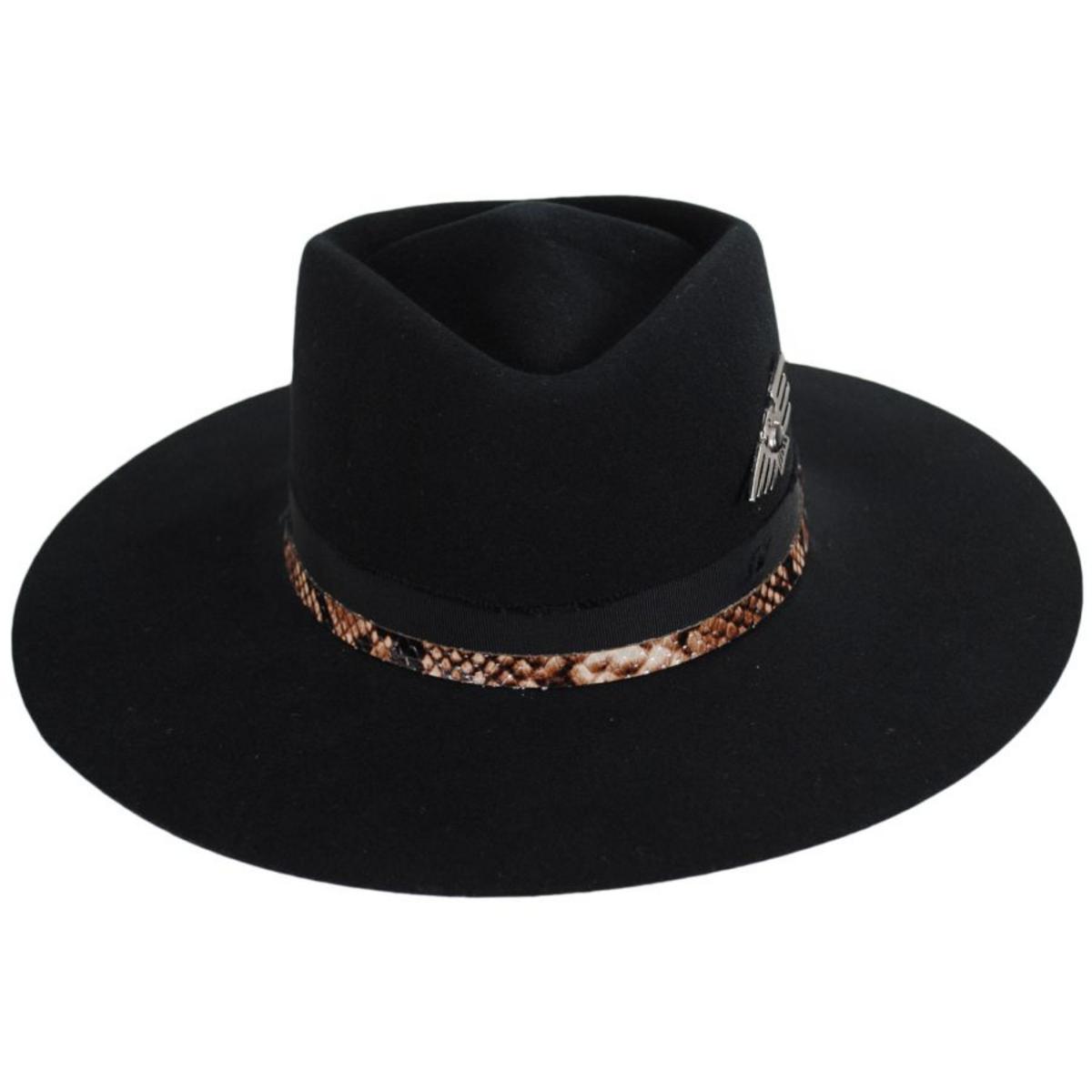 Renegade | Ember Wool Felt Cross Crown Rancher Hat | 100812 | front | BLACK