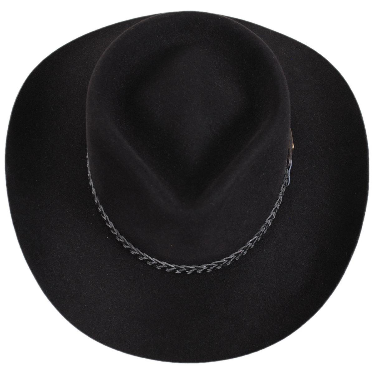 Akubra | Snowy River Fur Felt Australian Western Hat | 131700 | top | BLACK
