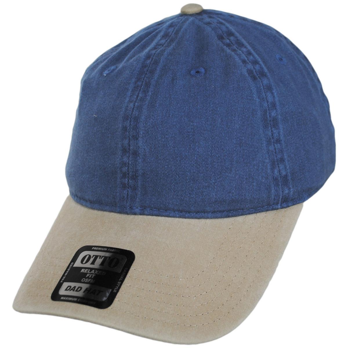 Otto | LoPro Washed Pigment Dyed Cotton Twill Strapback Baseball Cap Dad Hat | 201404 | lead | KHAKI/NAVY