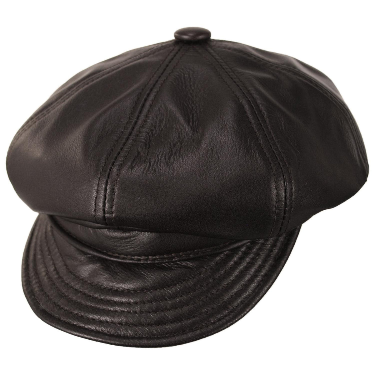 NEW YORK HAT CO | Spitfire Lambskin Leather Newsboy Cap | 161109 | lead | BROWN