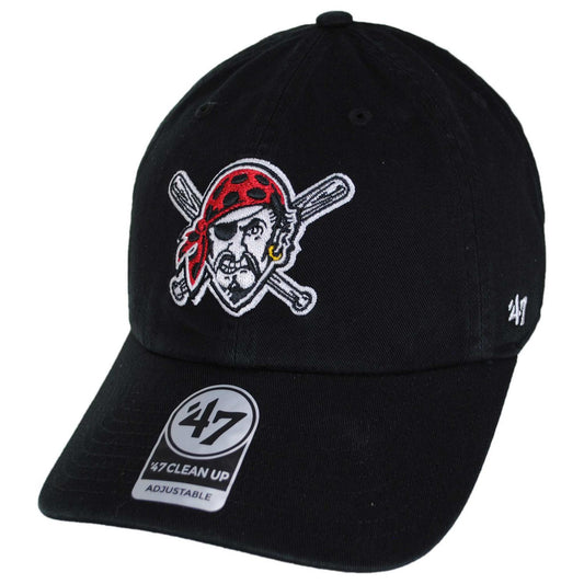 47 Brand | Pittsburgh Pirates MLB Clean Up Strapback Baseball Cap Dad Hat | 203234 | lead | BLACK