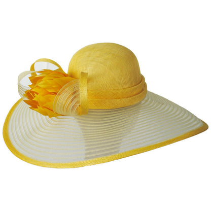 Giovannio | Feather Flower Sinamay Straw & Horsehair Swinger Dress Hat | 122629 | profile | YELLOW
