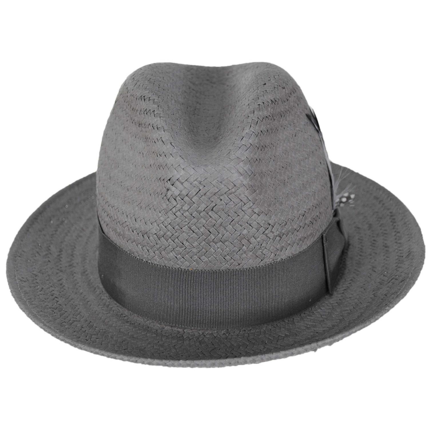Bailey 1922 | Blixen Sun Raindura Straw Fedora Hat | 127936 | front | GRAPHITE