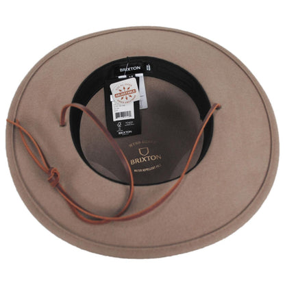 BRIXTON HATS | Cedar Weather Guard Packable Wool Fedora Felt Hat | 135672 | under | KHAKI