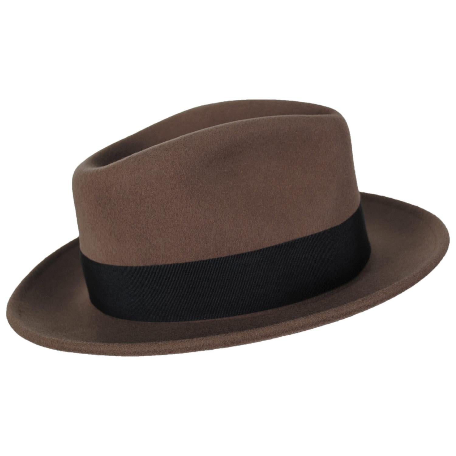 Jaxon Hats | C-Crown Crushable Wool Felt Fedora Hat | 135003 | profiletwo | PECAN