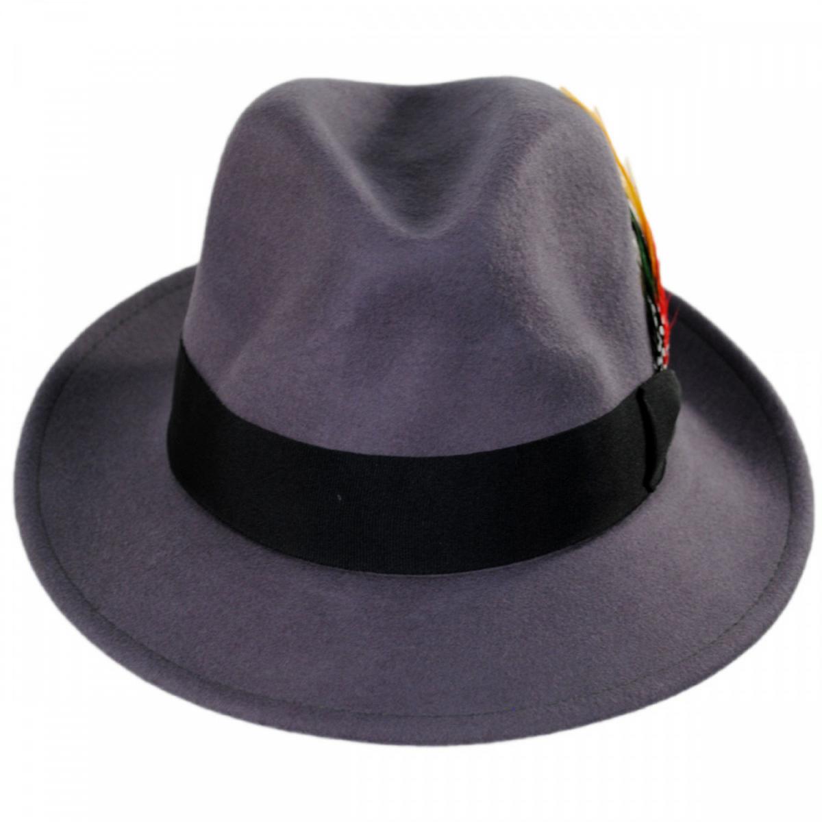 Jaxon Hats | Pinch Crown Crushable Wool Felt Fedora Hat | 135000 | front | GREY