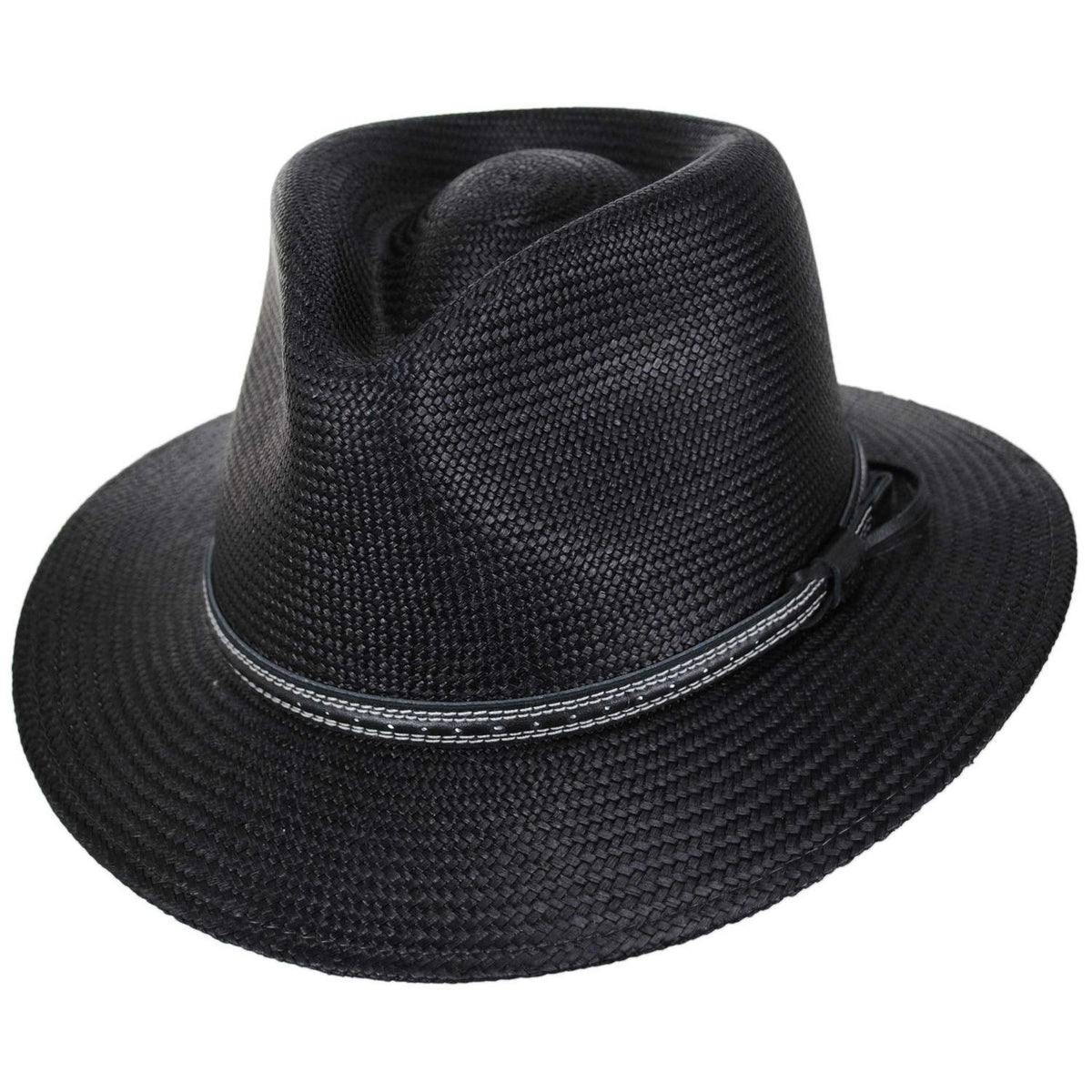 Bailey 1922 | Atwood Panama Straw Safari Fedora Hat | 127933 | lead | BLACK