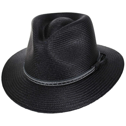 Bailey 1922 | Atwood Panama Straw Safari Fedora Hat | 127933 | lead | BLACK