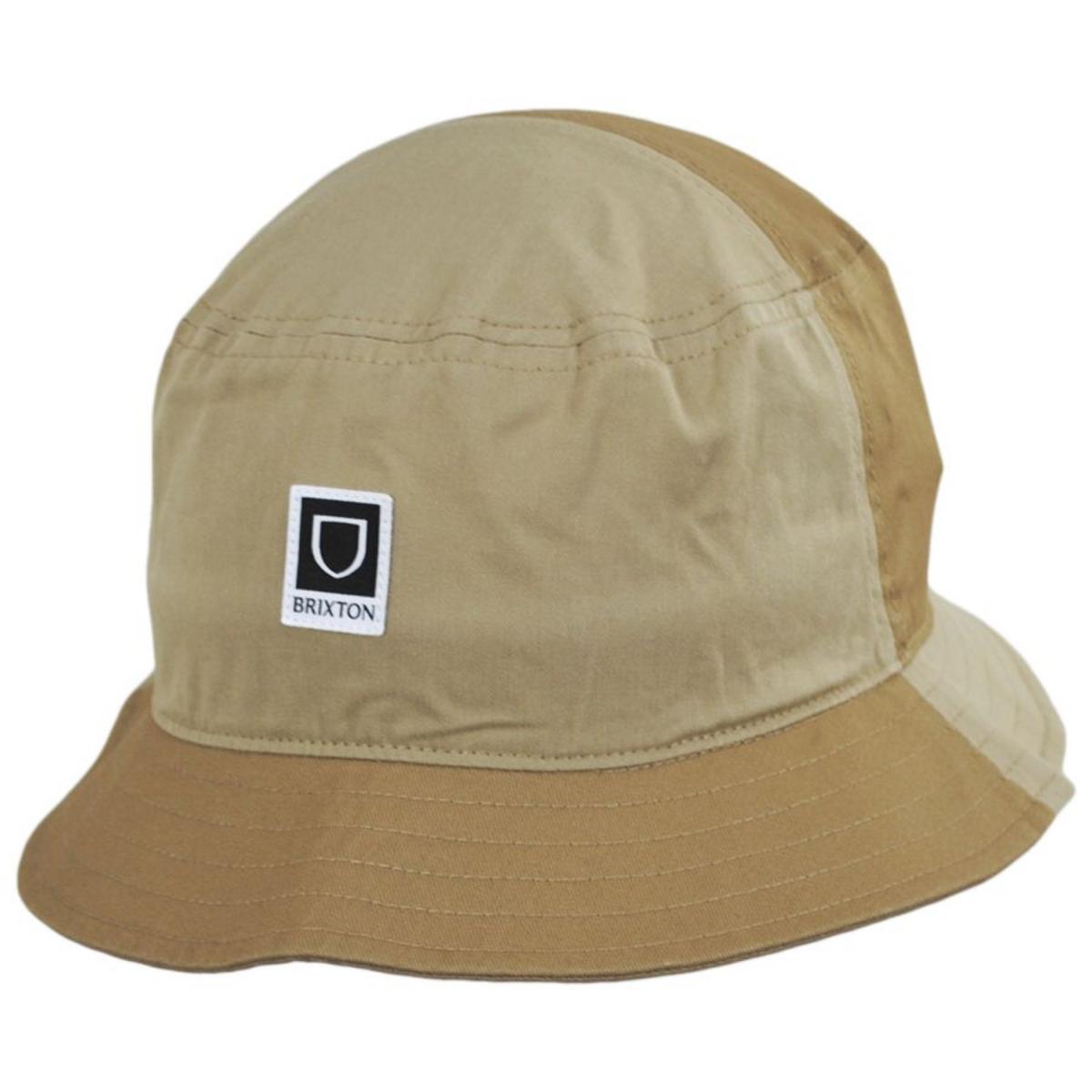 BRIXTON HATS | Beta Color Block Cotton Bucket Hat | 185545 | lead | SAND/KHAKI