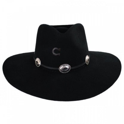 Charlie 1 Horse | Traveler Wool Felt Crossover Hat | 124986 | front | BLACK