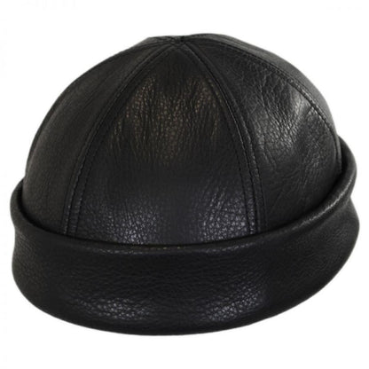 NEW YORK HAT CO | Six Panel Leather Skull Cap Beanie Hat | 142001 | lead | BLACK