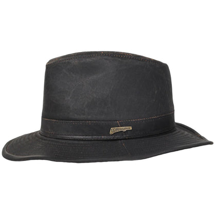 Indiana Jones | Officially Licensed Weathered Cotton Safari Fedora Hat | 140223 | profile | DARK BROWN