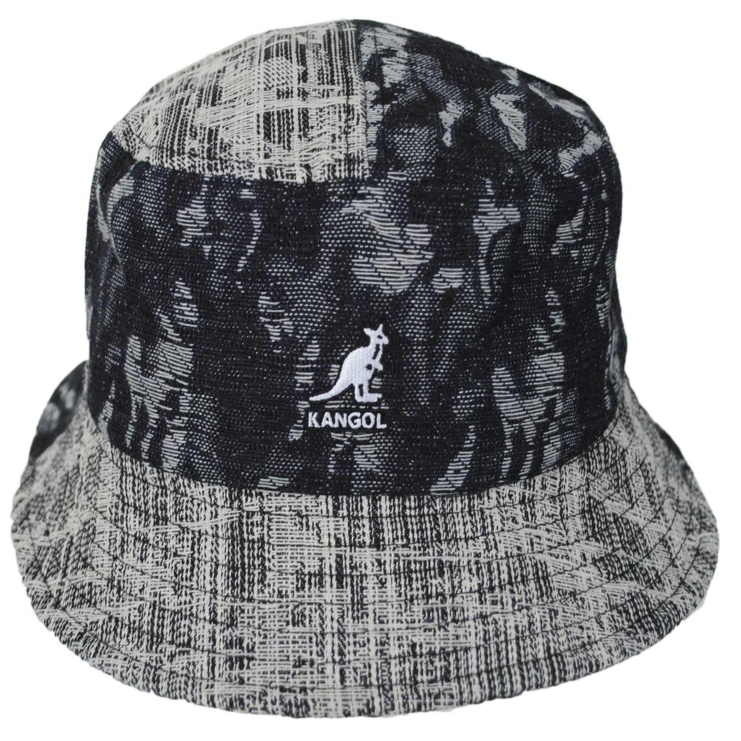 Kangol | Patchwork Mashup Denim Cotton Bucket Hat - Spring Collection | 185777SS | front | BLACK TOPSTITCH