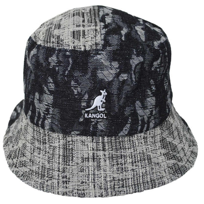 Kangol | Patchwork Mashup Denim Cotton Bucket Hat - Spring Collection | 185777SS | front | BLACK TOPSTITCH