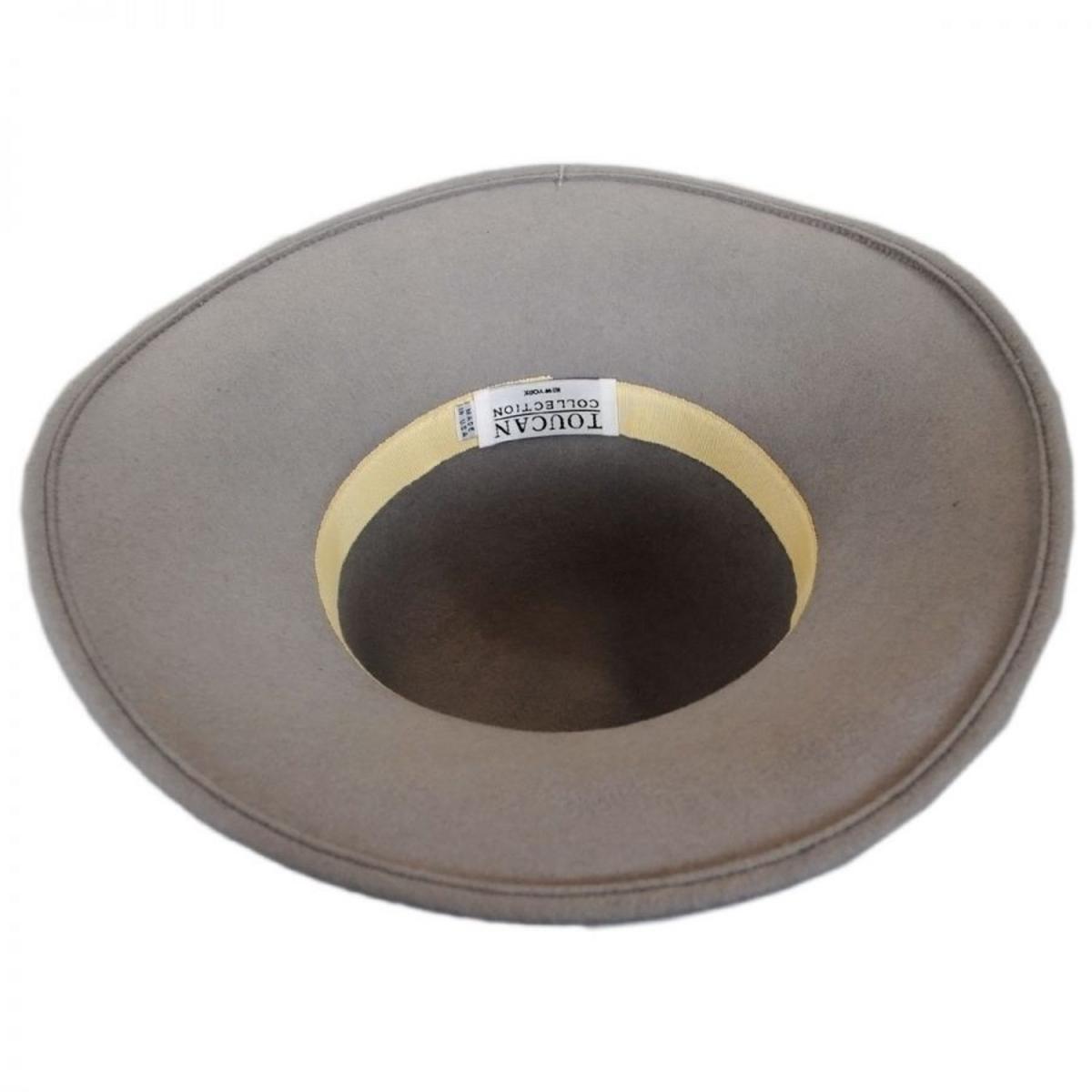 Toucan Collection | Satin Velvet Drape Wool Felt Hat - Made to Order | 125823 | profile | SILVER