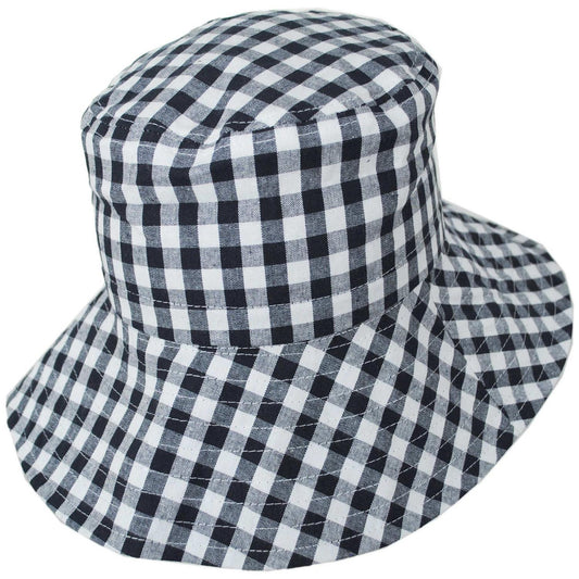 Physician Endorsed | Gingham Cotton Reversible Bucket Hat | 102648 | lead | NAVY