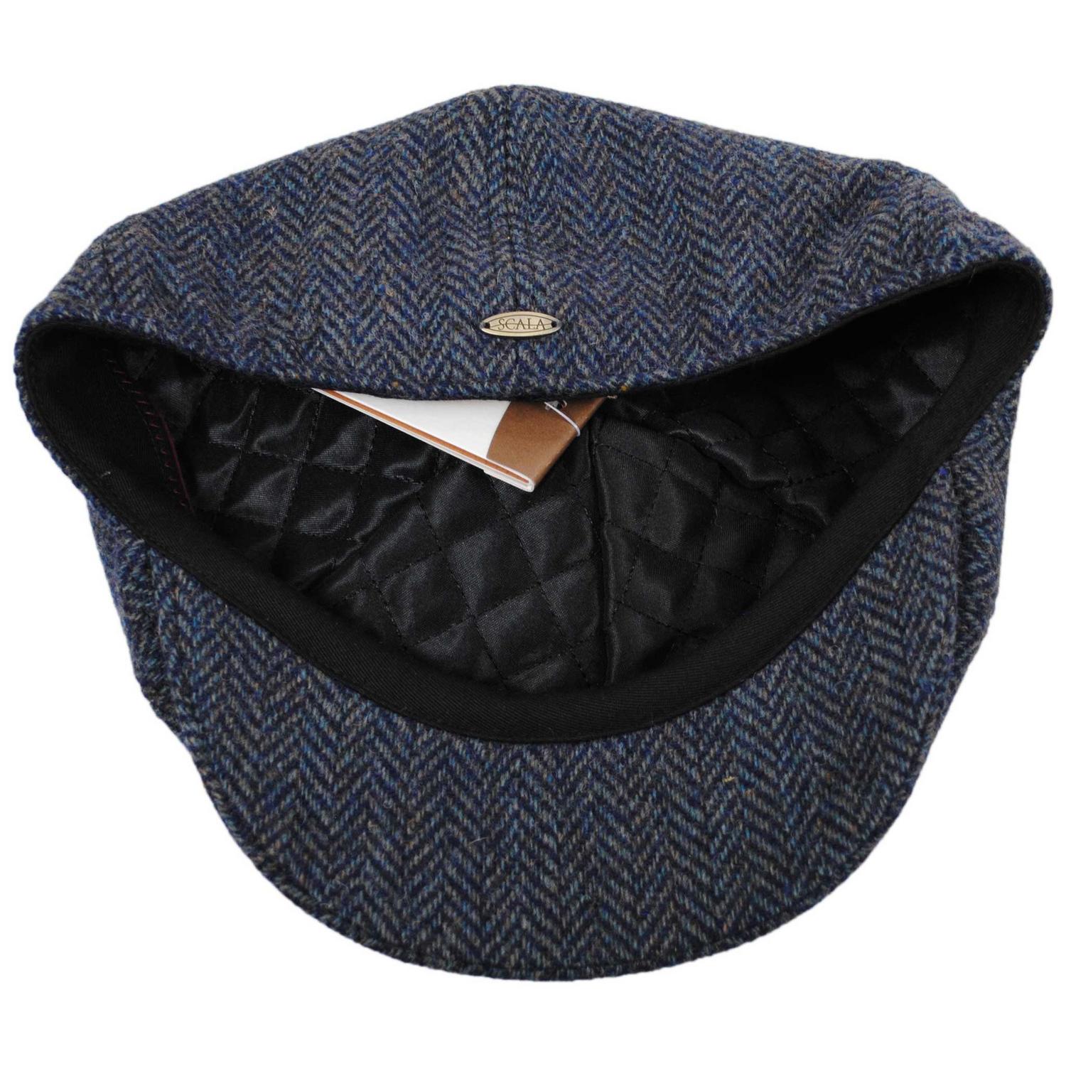 Scala | Lenny Cotton Herringbone Newsboy Cap | 160166 | under | NAVY