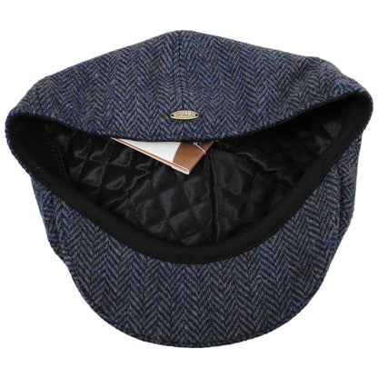 Scala | Lenny Cotton Herringbone Newsboy Cap | 160166 | under | NAVY