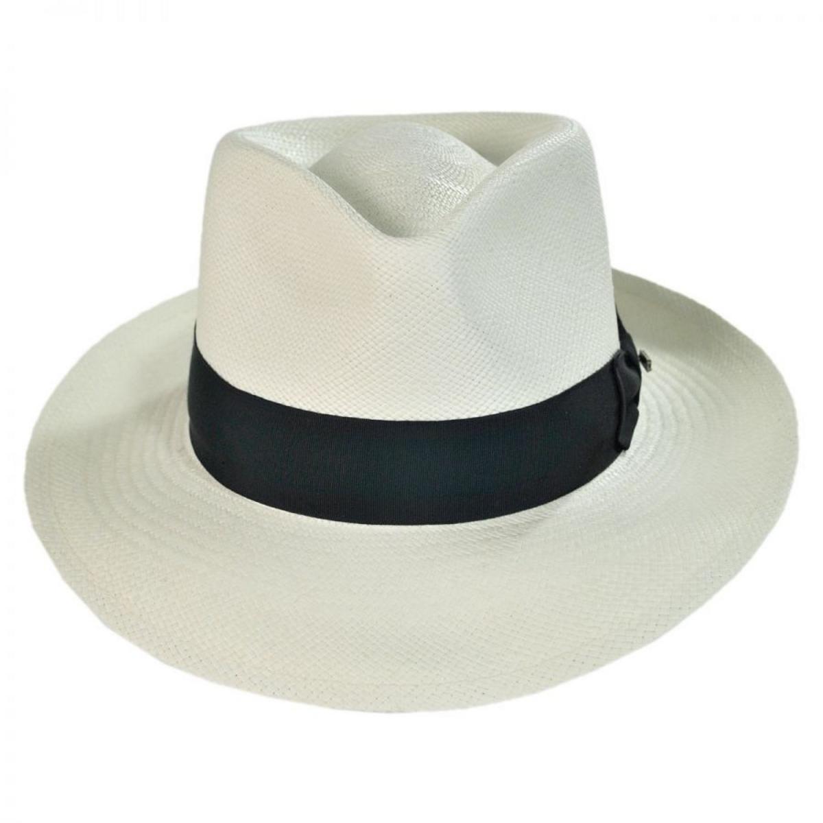 Scala | Panama Hot Springs Straw C-Crown Fedora Hat | 126122 | front | BLEACH