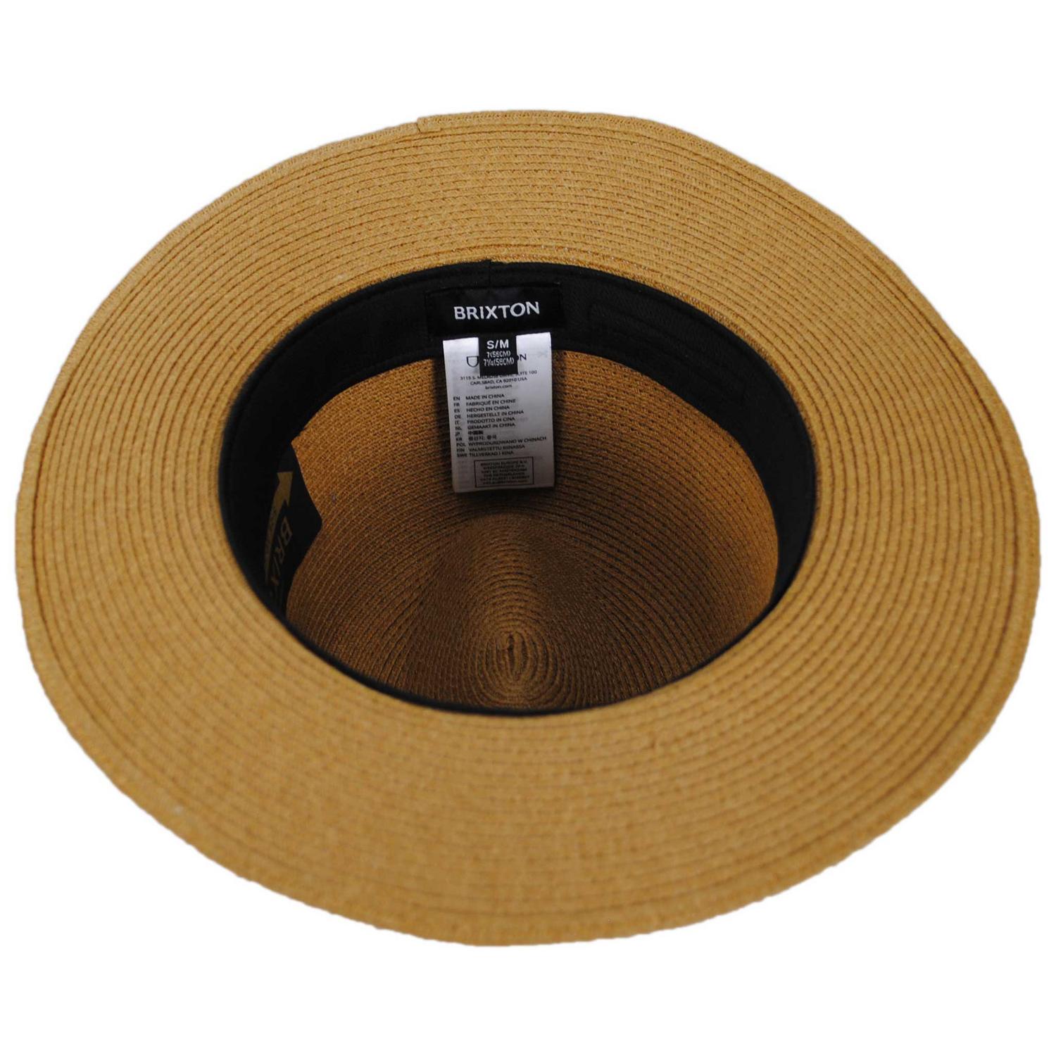 BRIXTON HATS | Roma Toyo Straw Fedora Hat | 128369 | under | DARK TAN/PRIMAL GREEN