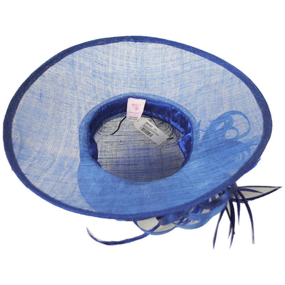 Sophia | Feather Flower Sinamay Straw Downbrim Dress Hat | 122915 | under | ROYAL