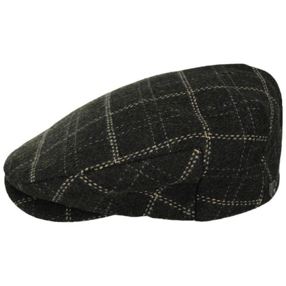 BRIXTON HATS | Barrel Wool Blend Plaid Ivy Cap | 161523 | profile | MOSS/KHAKI