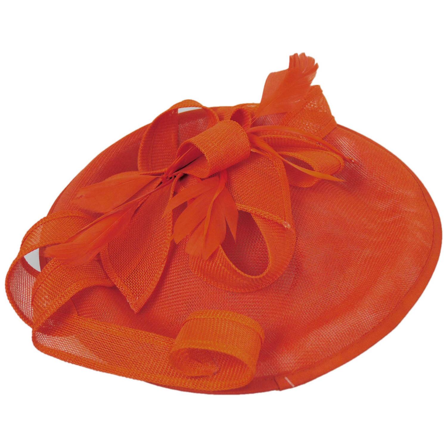 Sophia | Ribbon & Flax Linen Fabric Fascinator Hat | 122904 | lead | ORANGE