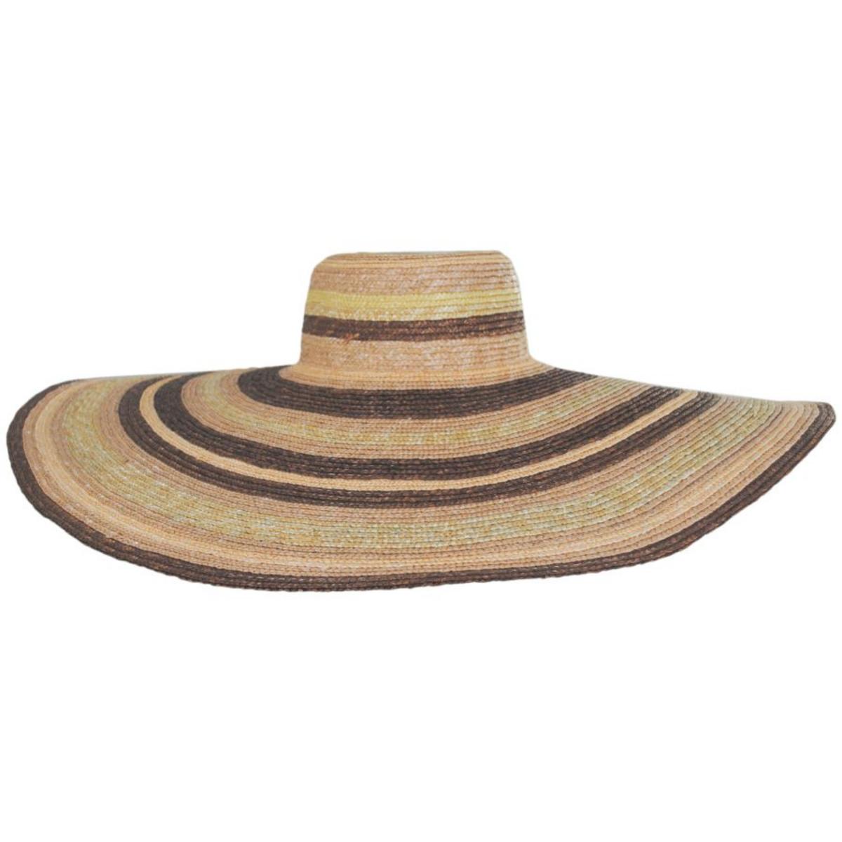 Milan Stripe Wide Brim Wheat Straw Sun Hat
