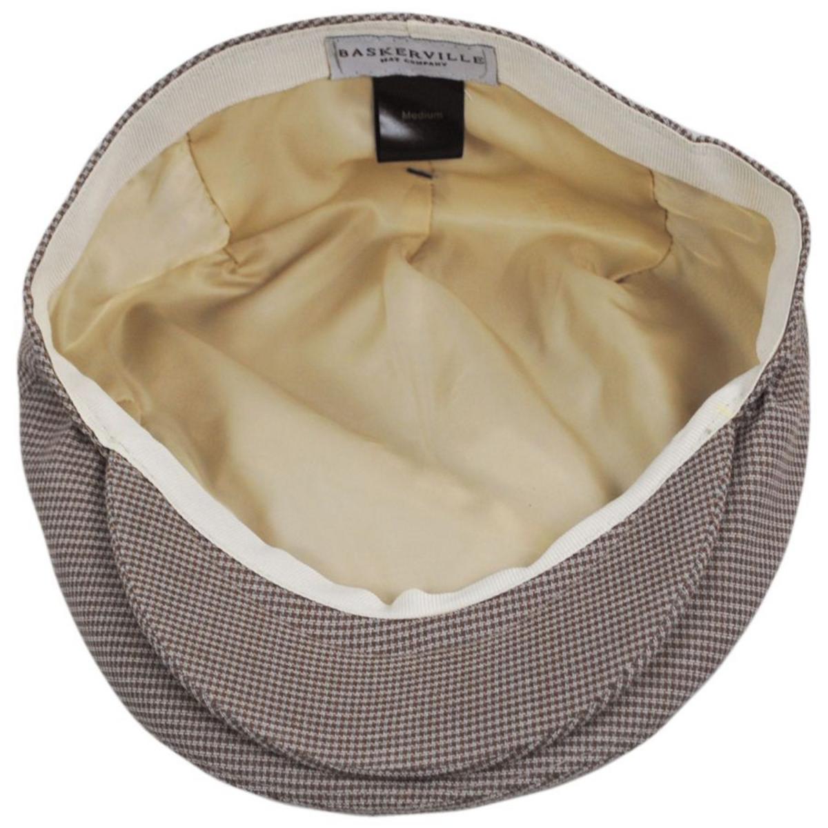 Baskerville Hat Company | Talbot Cotton Micro Houndstooth Ivy Cap | 167676 | under | TAUPE
