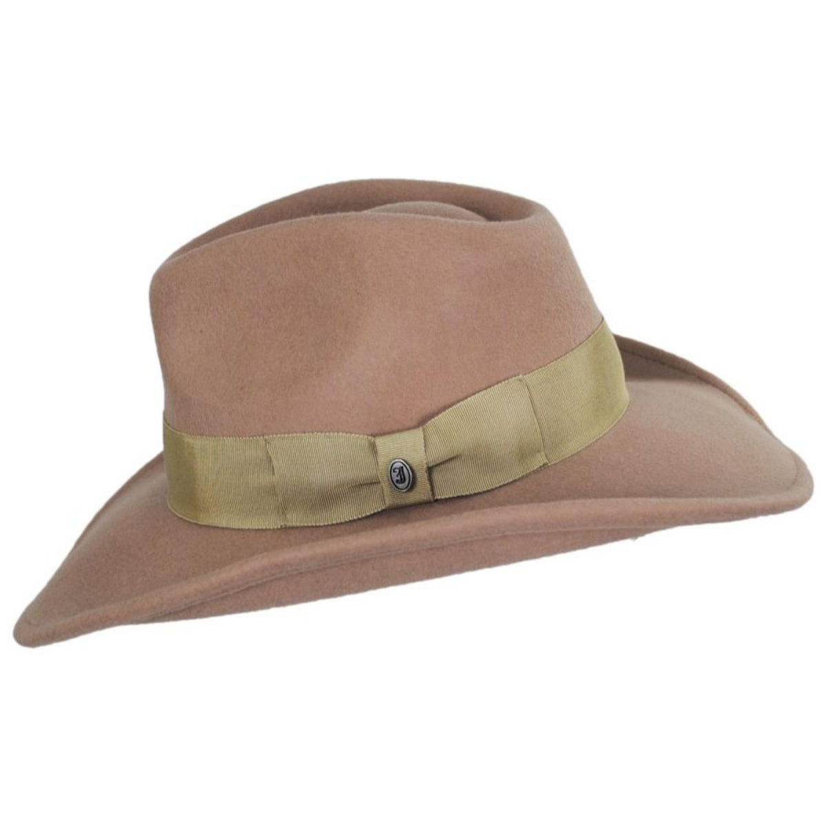 Jaxon Hats | Colorado Ultra Wide Brim Wool Felt Fedora Hat - Stone & Pecan | 135200SP | profile | PECAN