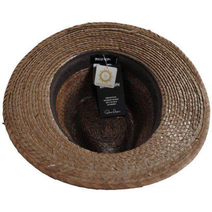 BRIXTON HATS | Messer Palm Straw Fedora Hat | 128328 | under | TOFFEE