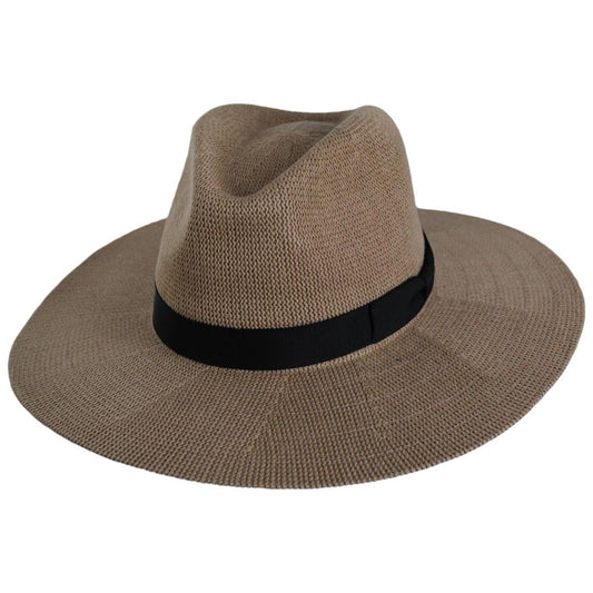 BRIXTON HATS | Lyons Cotton Knit Fedora Hat | 107408 | lead | DARK TAN/BLACK