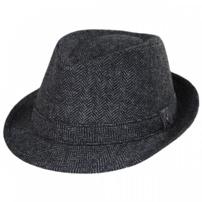 Jaxon Hats | Herringbone Wool Trilby Fedora Hat | 142320 | lead | GREY/BLACK
