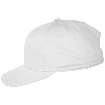Dorfman Pacific | Mid Pro Cotton Flat Bill Snapback Baseball Cap | 200189 | profile | WHITE