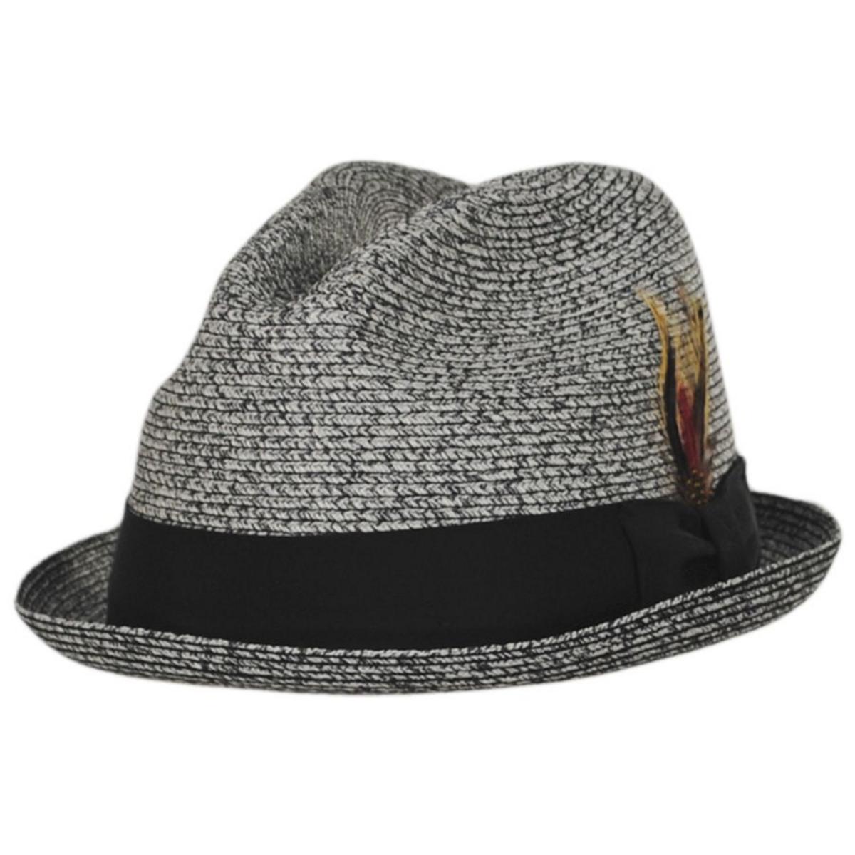 Capas Headwear | Soho Poly Braid Stingy Brim Fedora Hat | 126694 | lead | BLACK/WHITE
