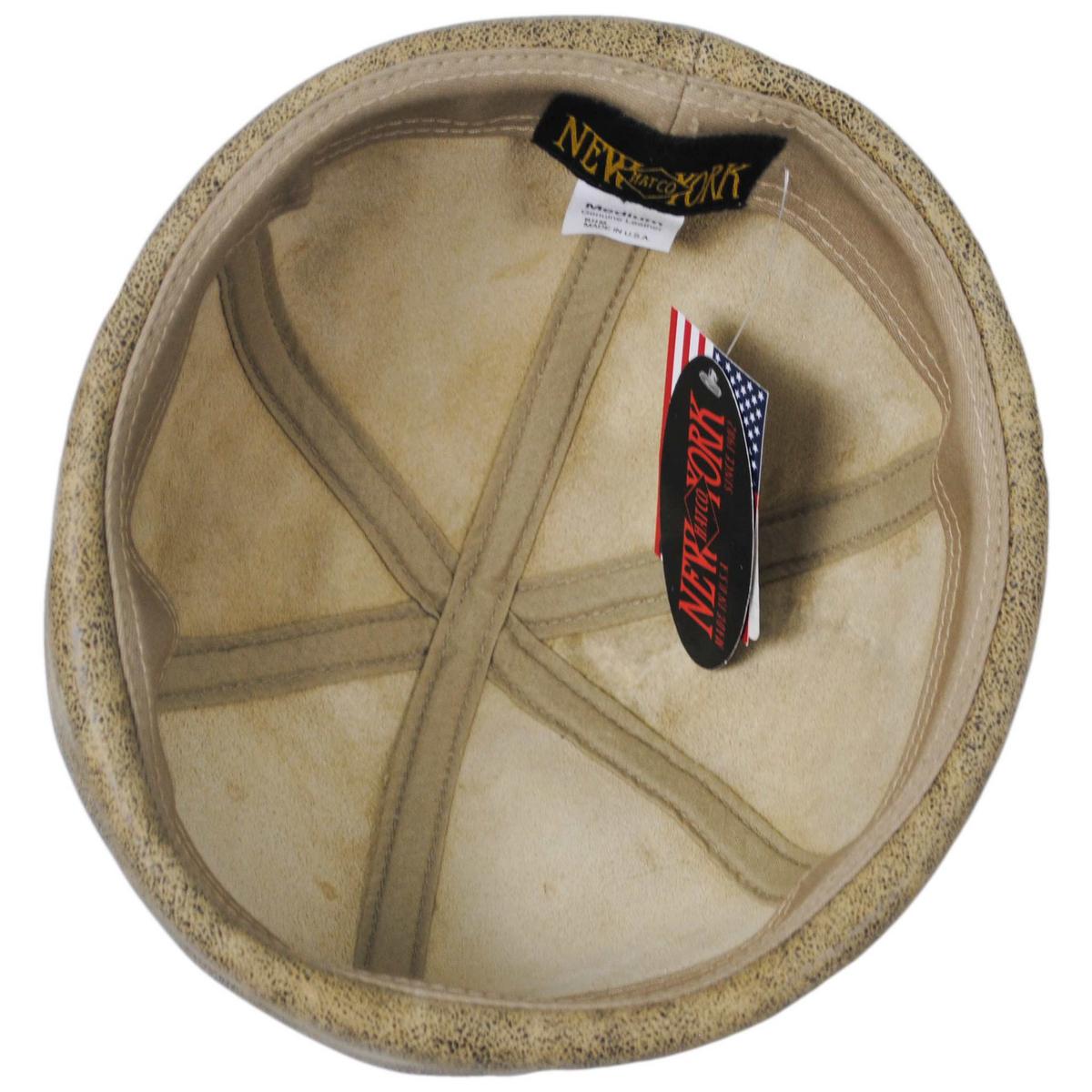 NEW YORK HAT CO | Six Panel Antique Leather Skull Cap Beanie Hat | 142004 | under | BROWN