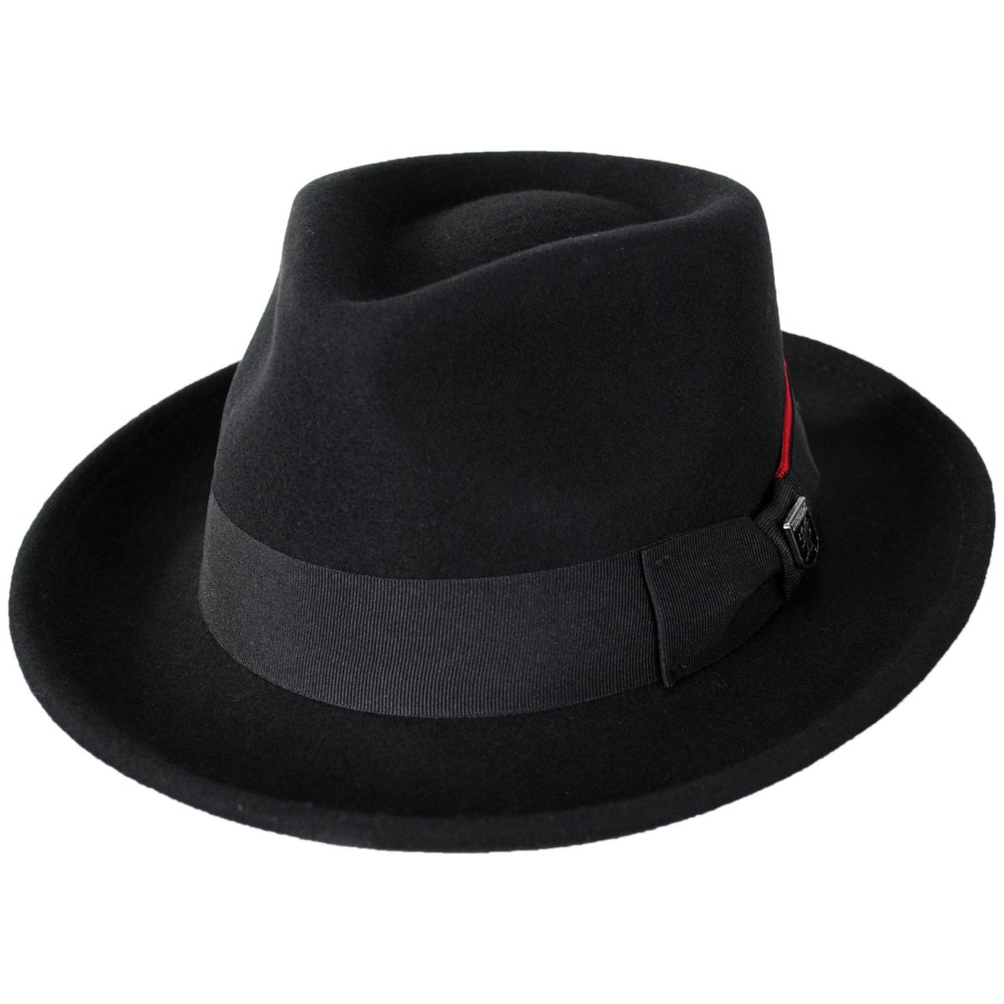 Stacy Adams | Mickey Wool Felt Fedora Hat | 130425 | lead | BLACK/RED