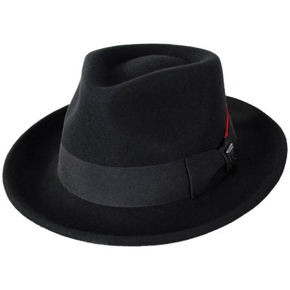 Stacy Adams | Mickey Wool Felt Fedora Hat | 130425 | lead | BLACK/RED