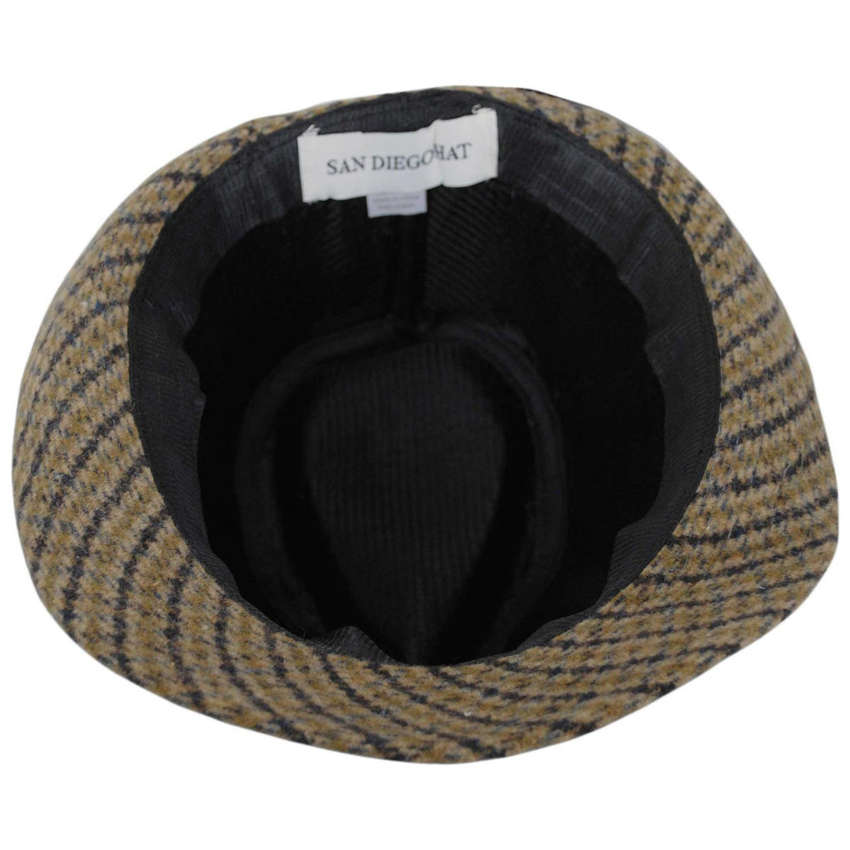 San Diego Hat Company | Houndstooth Plaid Fedora Hat | 141607 | under | BROWN