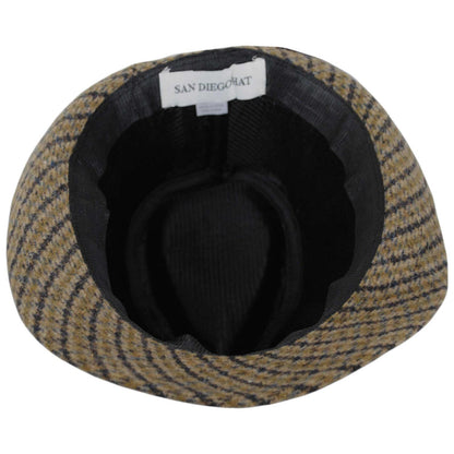 San Diego Hat Company | Houndstooth Plaid Fedora Hat | 141607 | under | BROWN