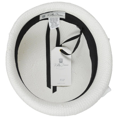 Kathy Jeanne | Double Bow Polka Dot Toyo Straw Cloche Hat | 100723 | under | WHT/BRN DOT