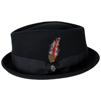 Jaxon Hats | Crushable Wool Felt Diamond Crown Fedora Hat | 135006 | profile | BLACK