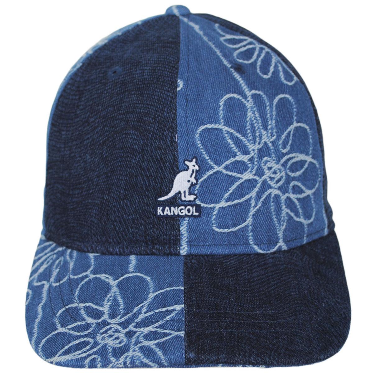 Kangol | Denim Mashup Strapback Baseball Cap Dad Hat | 201132 | front | MEDIUM BLUE FLORAL