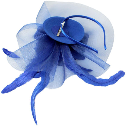 Sophia | Peony and Feathers Fascinator Hat | 122907 | under | BLUE